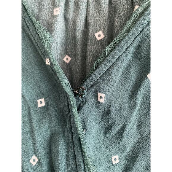 Abercrombie Fitch Women's Small Green Diamond Wrap Top Boho Chic - Picture 4 of 8